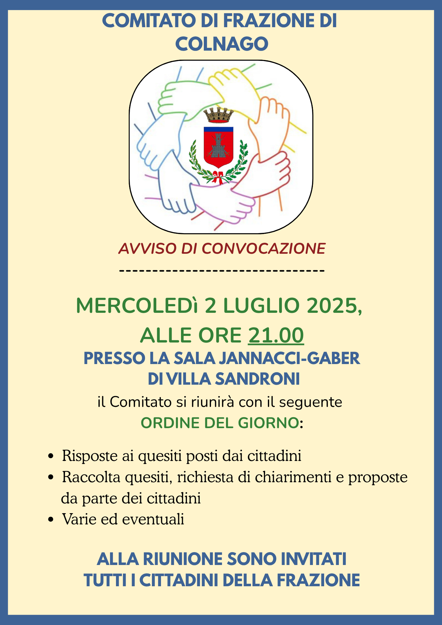 Convocazione Comitato di Frazione Colnago